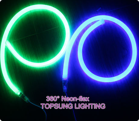 12В IP67 круглый светодиодный неон флекс 16 мм мини 360 градусов зеленый веревка свет мягкий трубку